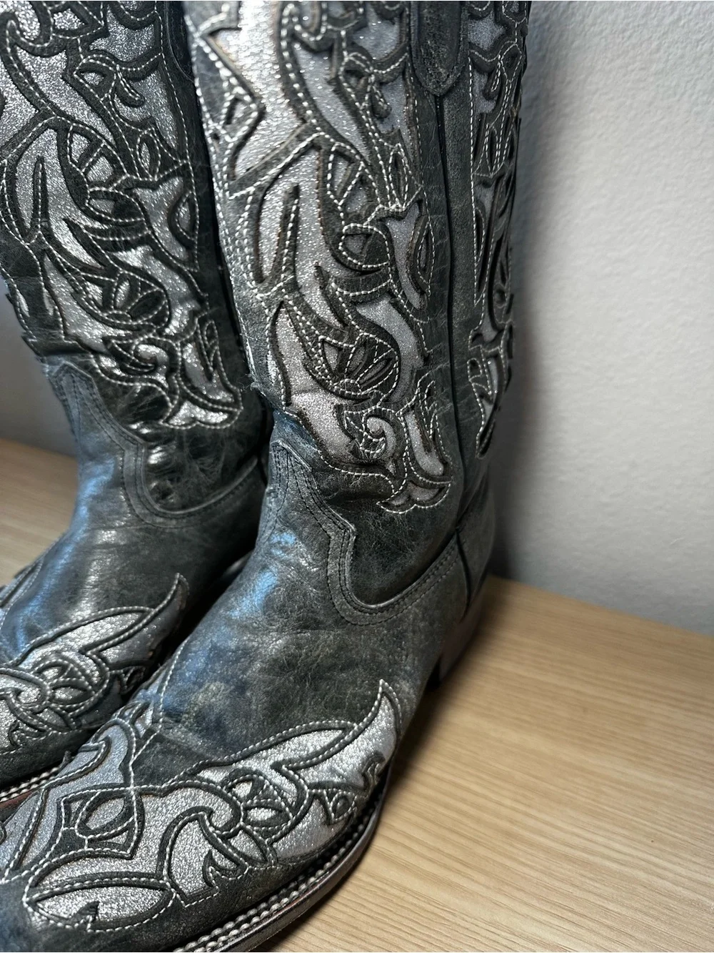 J.B. Dillon Black Western Embroidered Leather Boots